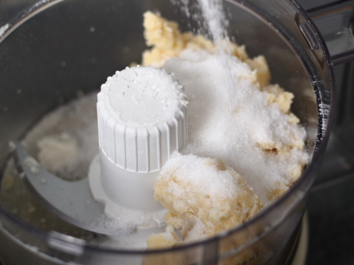 Sugar being added to a blender