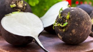A close-up shot of black radish