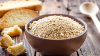 A bowl filled with breadcrumbs