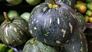 Buttercup squash vegetables stacked on one another