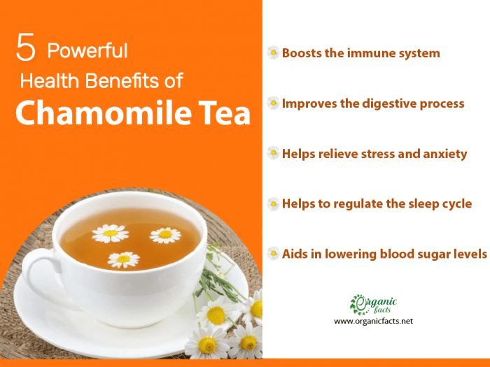 Health benefits of chamomile tea infographic