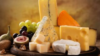 Cheeseboard with grapes and figs