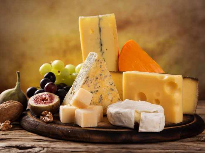 Cheeseboard with grapes and figs