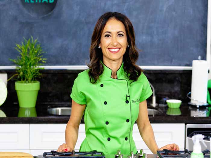 Portrait shot of Mareya Ibrahim in the kitchen