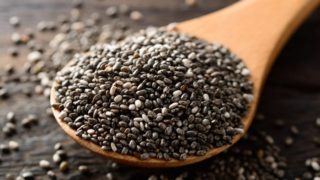 Chia seeds spread on a table