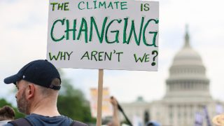 Thousands of people attend the People's Climate March to stand up against climate change
