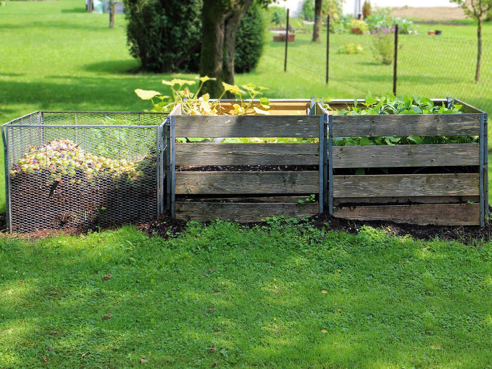 3 different types of compost on a lawn