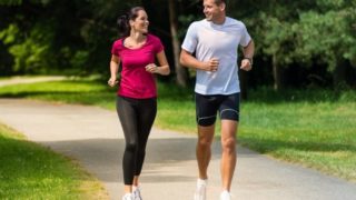 Couple jogging in a park
