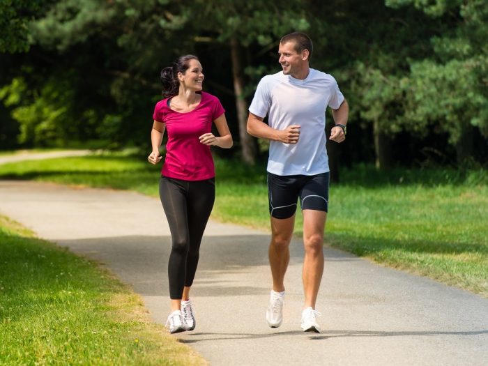 Couple jogging in a park