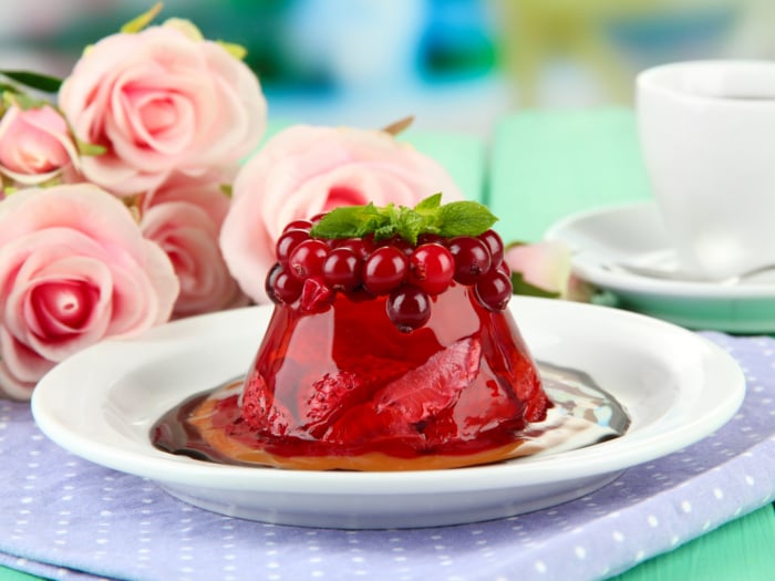 cranberry jello on a white dish