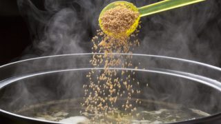 A tablespoon of sesame seeds added in the dashi