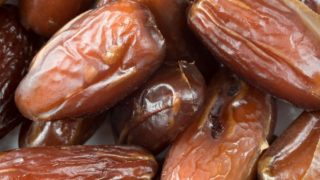 Deglet Noor dates stacked on one another