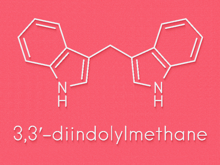DIM chemical equation, written on a pink background