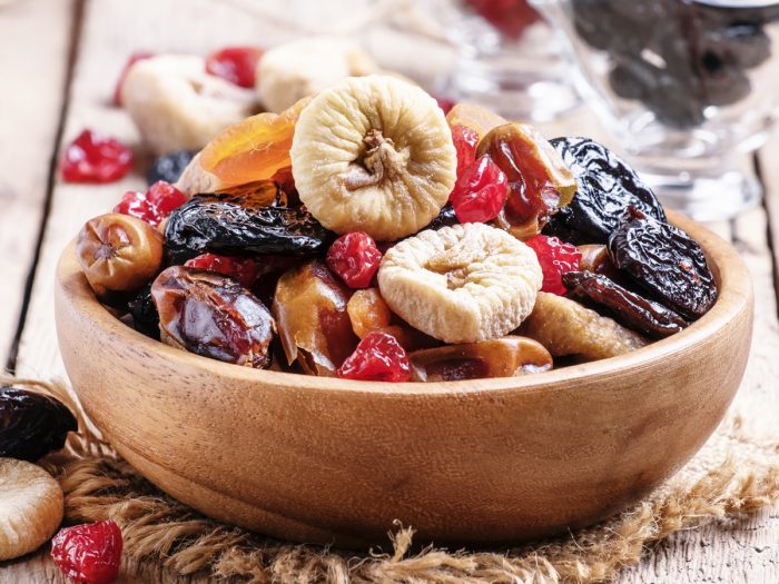 A bowl of dried fruits