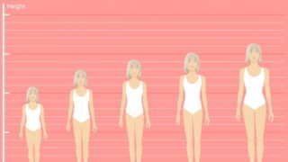 A graph showing a young girl growing in height as she gets older