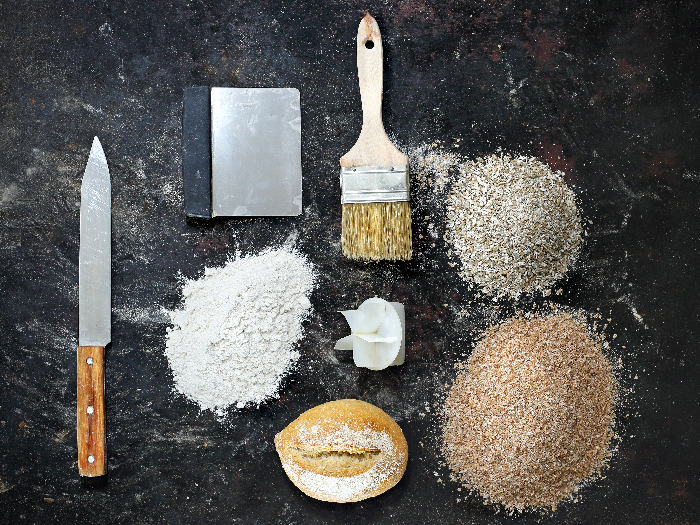 A composition of different types of flours and bakery products