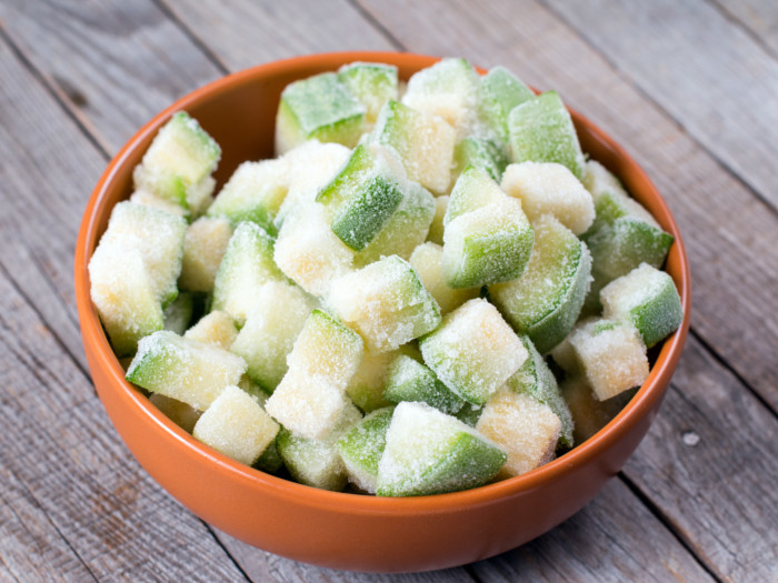 Frozen zucchini in a bowl