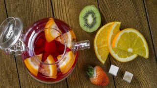 Flatlay of fruit tea