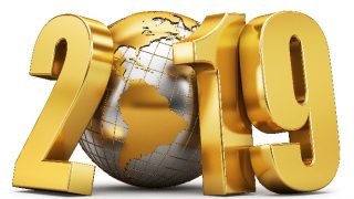2019 written on a globe