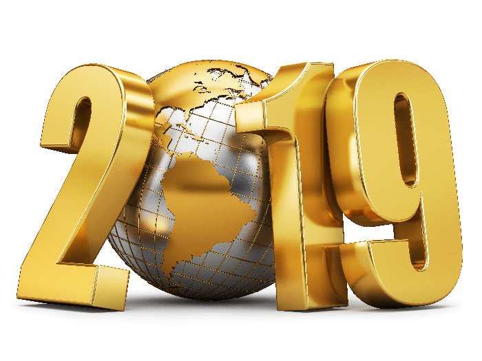 2019 written on a globe