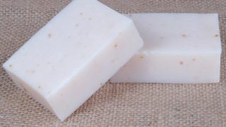 Glycerin soap bars on burlap