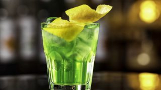 A glass of green tea shot