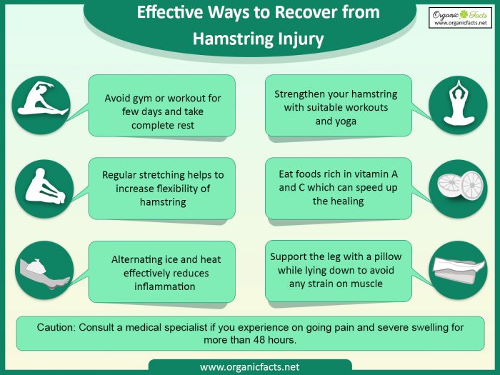 An infographic on the effective ways to recover from a hamstring injury