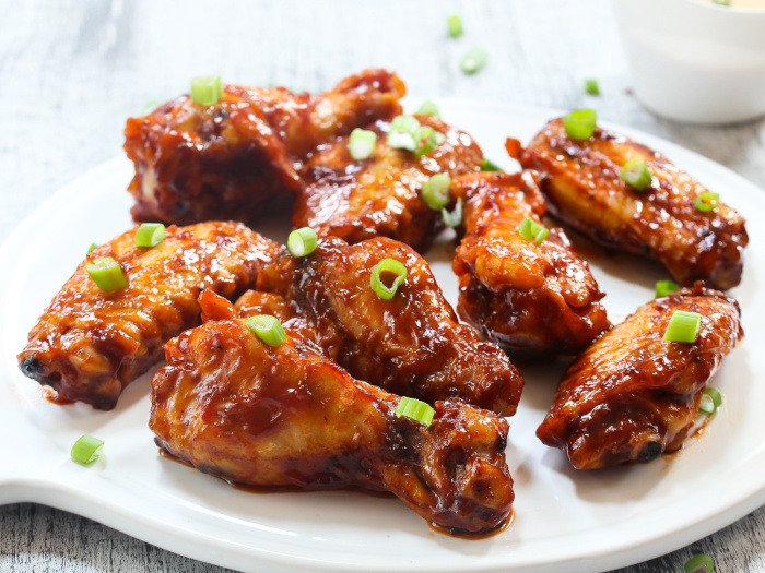 Plate of honey-friend chicken wings