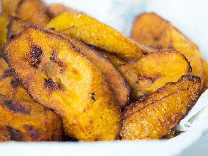 Ripe fried plantain, a local banana served for breakfast