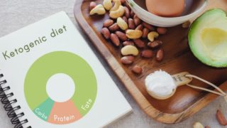 Diary saying Ketogenic Diet next to a tray containing eggs, nuts