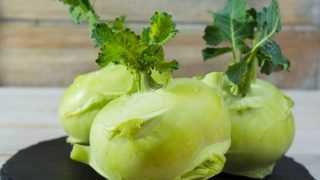 Close-up of fresh green kohlrabi