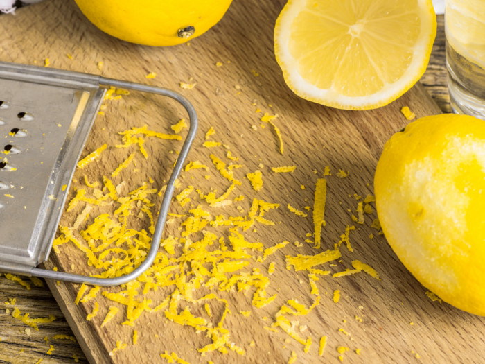 Lemon peel scraped using a grater