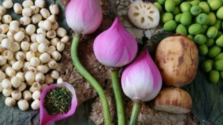 Lotus flowers, seeds, stem, and powder