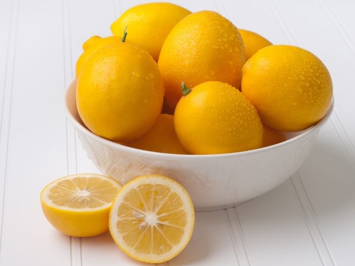 Lemons kept in a white bowl