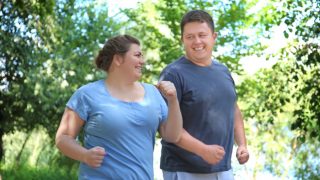 Couple running in the park