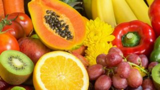 Colorful fruits and vegetables on a table