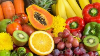 Colorful fruits and vegetables on a table