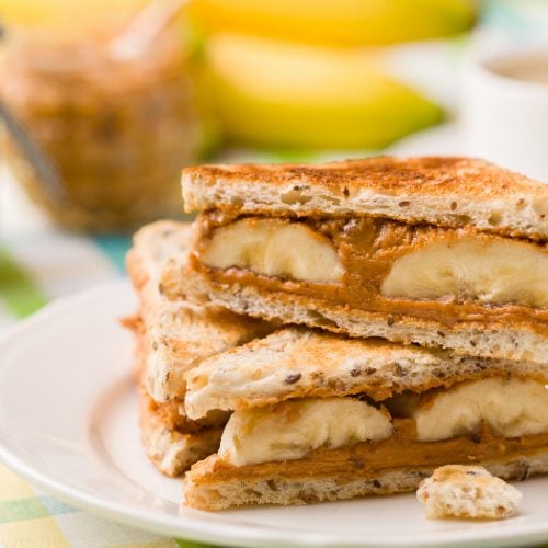 Sandwich with peanut butter and banana