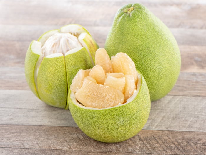 Close-up view of pomelo fruit