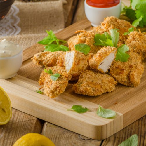 Chicken popcorn with garlic sauce