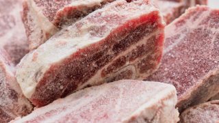 A close up shot of frozen meat