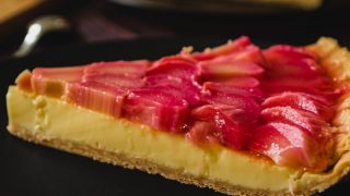 Rhubarb custard pie slice