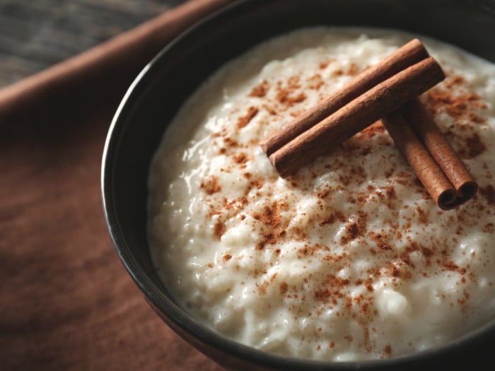 Cinnamon rice pudding in a bowl