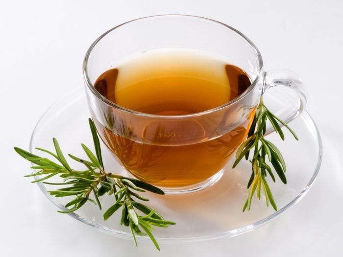 A close-up view of rosemary tea