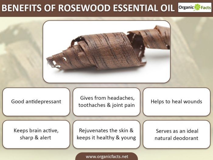 An infographic on health benefits of rosewood oil
