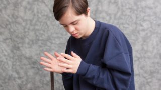 A young boy with sensory processing disorder