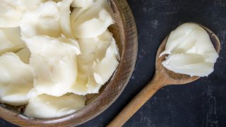 A bowl of solidified butter