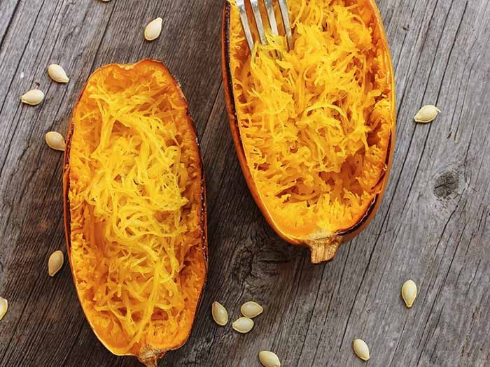 Aerial shot of spaghetti squash