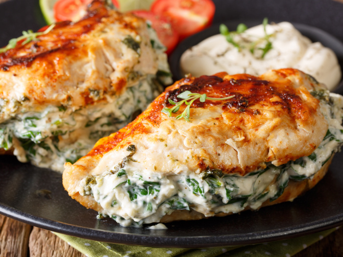 Chicken breasts stuffed with spinach and cheese