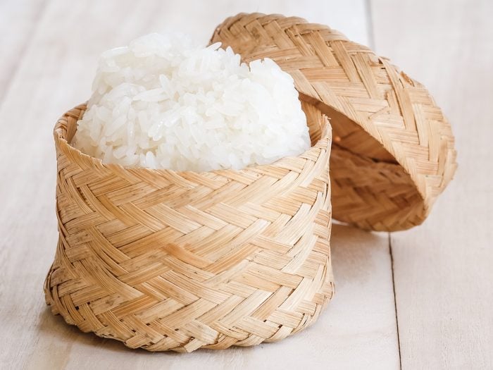 Sticky rice in a container